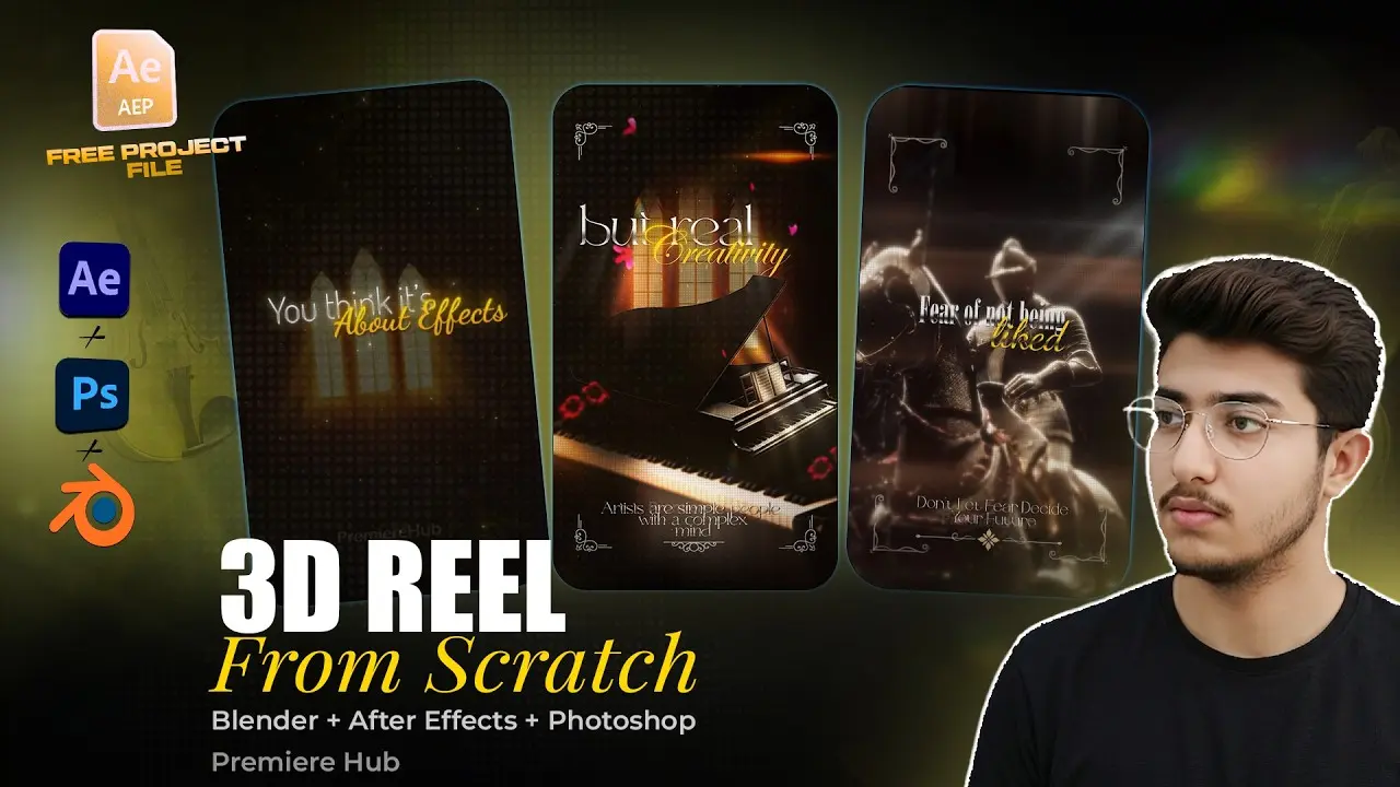 How to Create Viral 3D Instagram Reels — After Effects, Blender & Photoshop Full Workflow